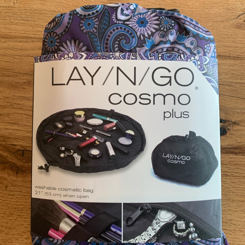 Lay N Go‎ Cosmo Plus Purple Cosmetic Bag Open 21” Washable NWT